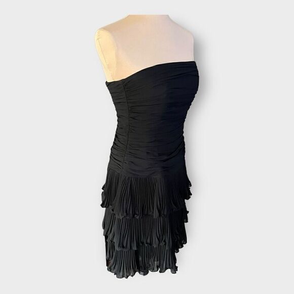 WHBM Women’s Strapless Ruched Bodice Pleated Bottom Cocktail Dress 4 Black - Picture 6 of 9